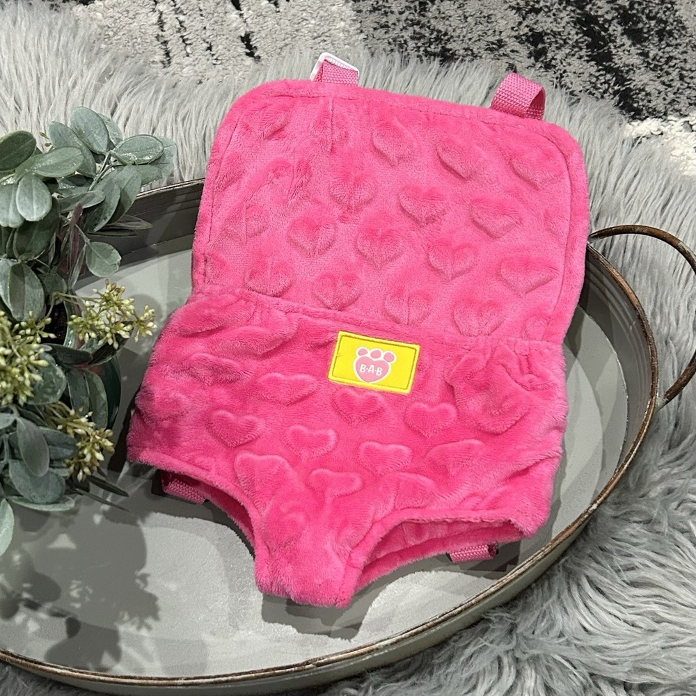 Build A Bear BAB Pink Plush Bear Animal Toy Carrier Backpack Adjustable Straps